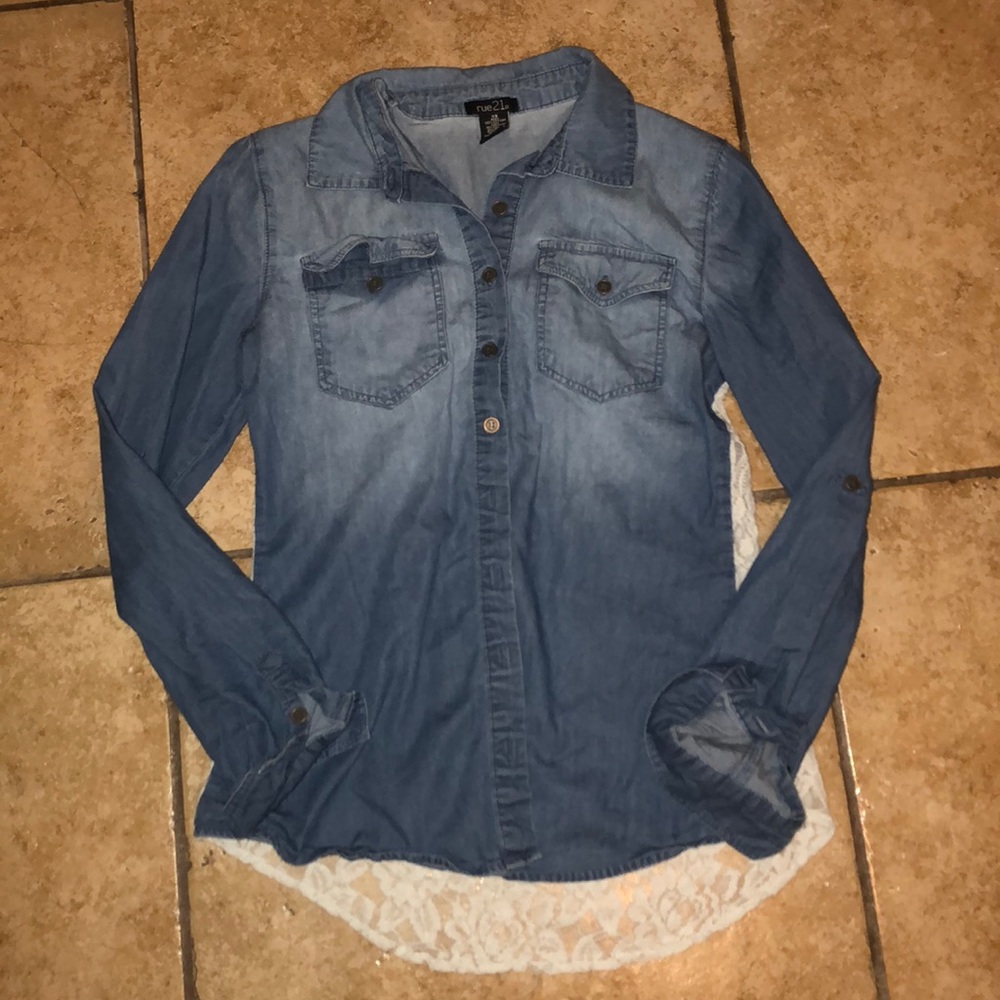 RUE 21 Denim/Lace flannel